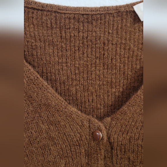 Sezane Barry Kid Mohair Alpaca Cardigan Brown XS V Neck - Picture 7 of 10